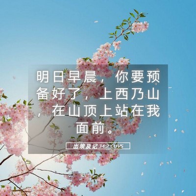 Picture 05 - 出 埃 及 记 34:2 CUVS - 明 日 早 晨 ， 你 要 预 备 好 了 ， - Bible Verse Picture