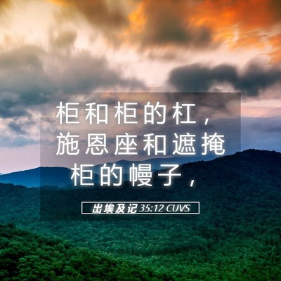 Picture 05 - 出 埃 及 记 35:12 CUVS - 柜 和 柜 的 杠 ， 施 恩 座 和 遮 掩 - Bible Verse Picture