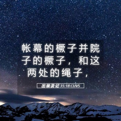 Picture 05 - 出 埃 及 记 35:18 CUVS - 帐 幕 的 橛 子 并 院 子 的 橛 子 ， - Bible Verse Picture