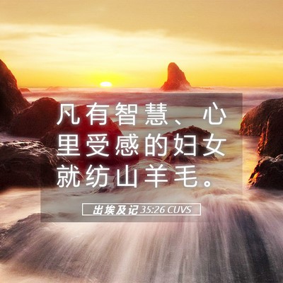 Picture 05 - 出 埃 及 记 35:26 CUVS - 凡 有 智 慧 、 心 里 受 感 的 妇 女 - Bible Verse Picture