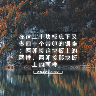 Picture 05 - 出 埃 及 记 36:24 CUVS - 在 这 二 十 块 板 底 下 又 做 四 十 - Bible Verse Picture