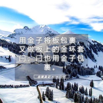 Picture 05 - 出 埃 及 记 36:34 CUVS - 用 金 子 将 板 包 裹 ， 又 做 板 上 - Bible Verse Picture