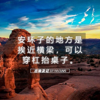 Picture 05 - 出 埃 及 记 37:14 CUVS - 安 环 子 的 地 方 是 挨 近 横 梁 ， - Bible Verse Picture