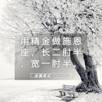 Picture 05 - 出 埃 及 记 37:6 CUVS - 用 精 金 做 施 恩 座 ， 长 二 肘 半 - Bible Verse Picture