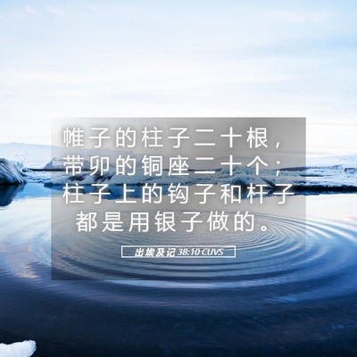 Picture 05 - 出 埃 及 记 38:10 CUVS - 帷 子 的 柱 子 二 十 根 ， 带 卯 的 - Bible Verse Picture