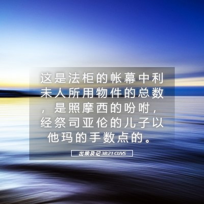Picture 05 - 出 埃 及 记 38:21 CUVS - 这 是 法 柜 的 帐 幕 中 利 未 人 所 - Bible Verse Picture
