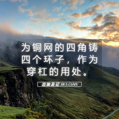 Picture 05 - 出 埃 及 记 38:5 CUVS - 为 铜 网 的 四 角 铸 四 个 环 子 ， - Bible Verse Picture