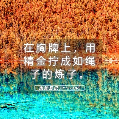 Picture 05 - 出 埃 及 记 39:15 CUVS - 在 胸 牌 上 ， 用 精 金 拧 成 如 绳 - Bible Verse Picture