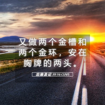 Picture 05 - 出 埃 及 记 39:16 CUVS - 又 做 两 个 金 槽 和 两 个 金 环 ， - Bible Verse Picture