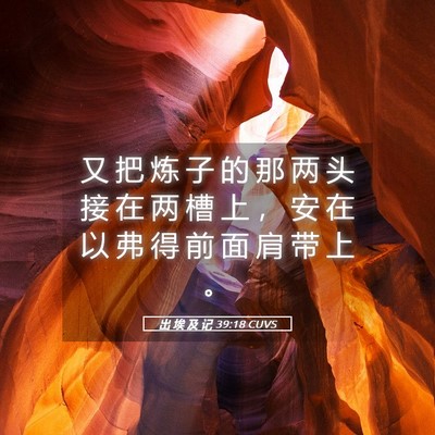 Picture 05 - 出 埃 及 记 39:18 CUVS - 又 把 炼 子 的 那 两 头 接 在 两 槽 - Bible Verse Picture