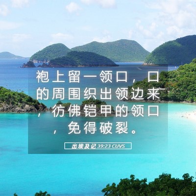 Picture 05 - 出 埃 及 记 39:23 CUVS - 袍 上 留 一 领 口 ， 口 的 周 围 织 - Bible Verse Picture
