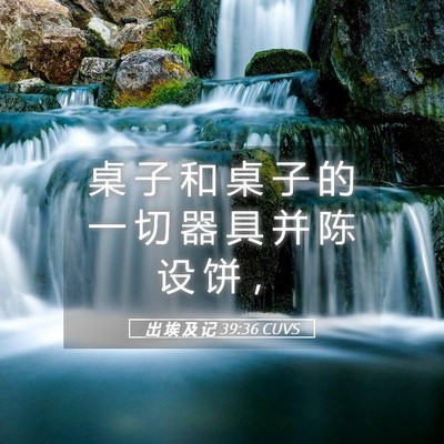 Picture 05 - 出 埃 及 记 39:36 CUVS - 桌 子 和 桌 子 的 一 切 器 具 并 陈 - Bible Verse Picture