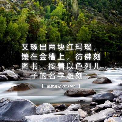 Picture 05 - 出 埃 及 记 39:6 CUVS - 又 琢 出 两 块 红 玛 瑙 ， 镶 在 金 - Bible Verse Picture