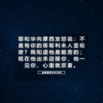 Picture 05 - 出 埃 及 记 4:14 CUVS - 耶 和 华 向 摩 西 发 怒 说 ： 不 是 - Bible Verse Picture