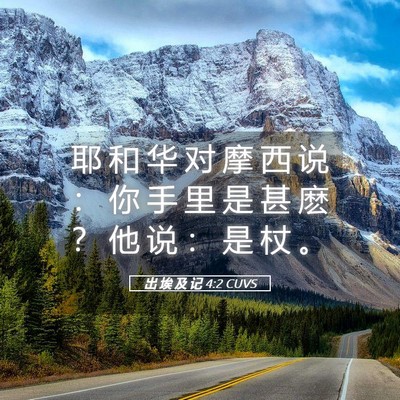 Picture 05 - 出 埃 及 记 4:2 CUVS - 耶 和 华 对 摩 西 说 ： 你 手 里 是 - Bible Verse Picture