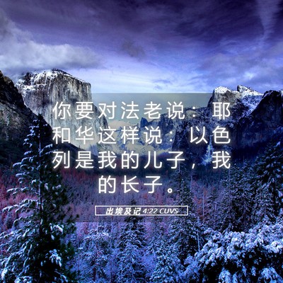 Picture 05 - 出 埃 及 记 4:22 CUVS - 你 要 对 法 老 说 ： 耶 和 华 这 样 - Bible Verse Picture