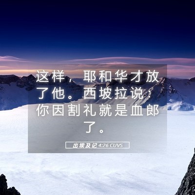 Picture 05 - 出 埃 及 记 4:26 CUVS - 这 样 ， 耶 和 华 才 放 了 他 。 西 - Bible Verse Picture