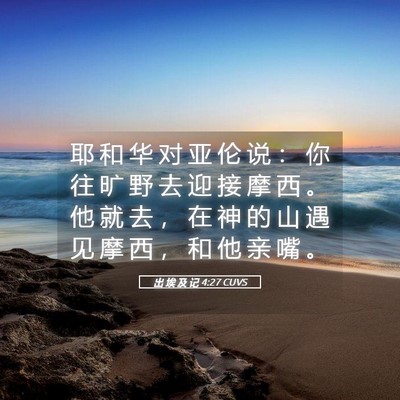Picture 05 - 出 埃 及 记 4:27 CUVS - 耶 和 华 对 亚 伦 说 ： 你 往 旷 野 - Bible Verse Picture