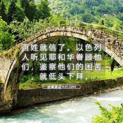 Picture 05 - 出 埃 及 记 4:31 CUVS - 百 姓 就 信 了 。 以 色 列 人 听 见 - Bible Verse Picture