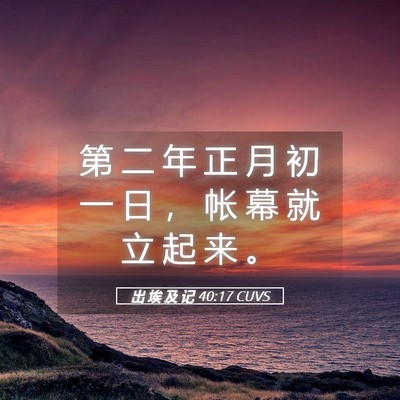 Picture 05 - 出 埃 及 记 40:17 CUVS - 第 二 年 正 月 初 一 日 ， 帐 幕 就 - Bible Verse Picture