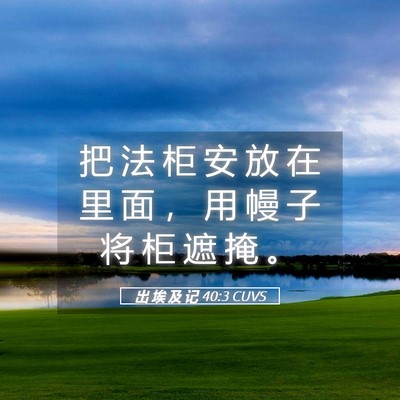 Picture 05 - 出 埃 及 记 40:3 CUVS - 把 法 柜 安 放 在 里 面 ， 用 幔 子 - Bible Verse Picture