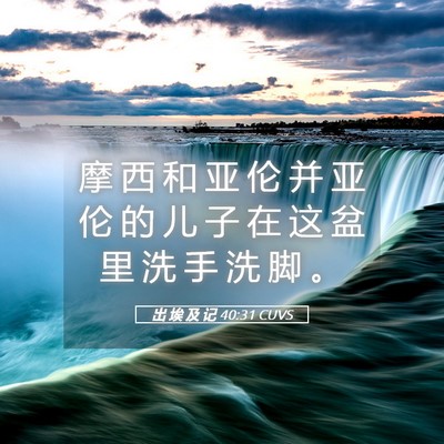 Picture 05 - 出 埃 及 记 40:31 CUVS - 摩 西 和 亚 伦 并 亚 伦 的 儿 子 在 - Bible Verse Picture