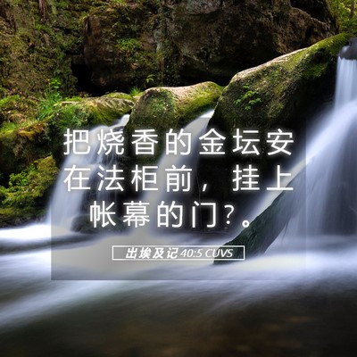 Picture 05 - 出 埃 及 记 40:5 CUVS - 把 烧 香 的 金 坛 安 在 法 柜 前 ， - Bible Verse Picture
