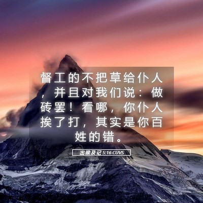 Picture 05 - 出 埃 及 记 5:16 CUVS - 督 工 的 不 把 草 给 仆 人 ， 并 且 - Bible Verse Picture