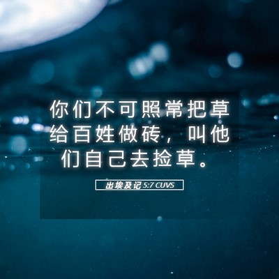 Picture 05 - 出 埃 及 记 5:7 CUVS - 你 们 不 可 照 常 把 草 给 百 姓 做 - Bible Verse Picture