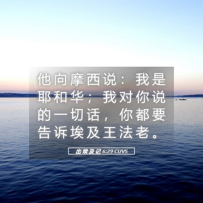 Picture 05 - 出 埃 及 记 6:29 CUVS - 他 向 摩 西 说 ： 我 是 耶 和 华 ； - Bible Verse Picture