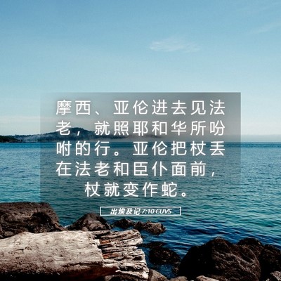 Picture 05 - 出 埃 及 记 7:10 CUVS - 摩 西 、 亚 伦 进 去 见 法 老 ， 就 - Bible Verse Picture