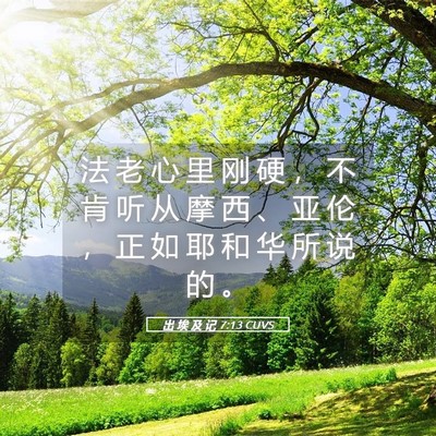 Picture 05 - 出 埃 及 记 7:13 CUVS - 法 老 心 里 刚 硬 ， 不 肯 听 从 摩 - Bible Verse Picture