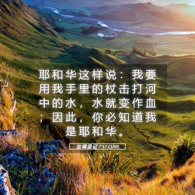 Picture 05 - 出 埃 及 记 7:17 CUVS - 耶 和 华 这 样 说 ： 我 要 用 我 手 - Bible Verse Picture