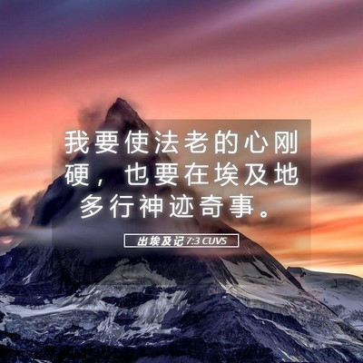 Picture 05 - 出 埃 及 记 7:3 CUVS - 我 要 使 法 老 的 心 刚 硬 ， 也 要 - Bible Verse Picture