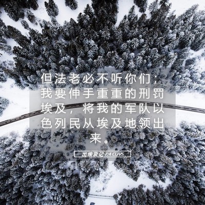 Picture 05 - 出 埃 及 记 7:4 CUVS - 但 法 老 必 不 听 你 们 ； 我 要 伸 - Bible Verse Picture