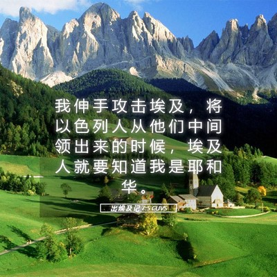 Picture 05 - 出 埃 及 记 7:5 CUVS - 我 伸 手 攻 击 埃 及 ， 将 以 色 列 - Bible Verse Picture