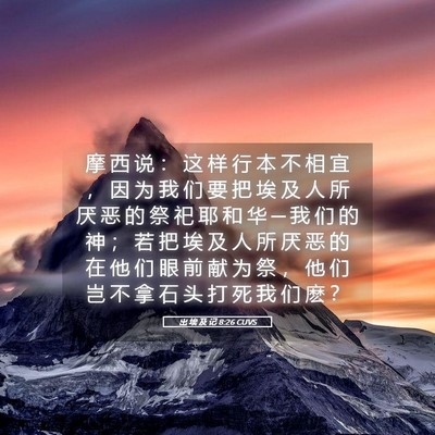 Picture 05 - 出 埃 及 记 8:26 CUVS - 摩 西 说 ： 这 样 行 本 不 相 宜 ， - Bible Verse Picture