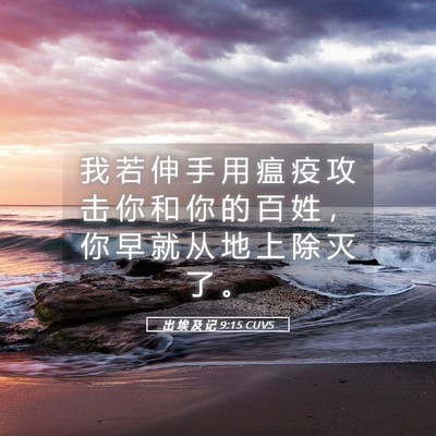 Picture 05 - 出 埃 及 记 9:15 CUVS - 我 若 伸 手 用 瘟 疫 攻 击 你 和 你 - Bible Verse Picture