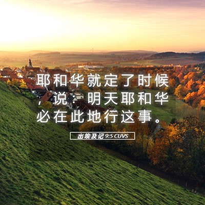 Picture 05 - 出 埃 及 记 9:5 CUVS - 耶 和 华 就 定 了 时 候 ， 说 ： 明 - Bible Verse Picture