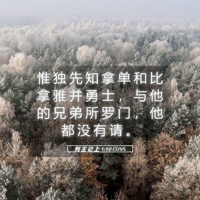 Picture 05 - 列 王 记 上 1:10 CUVS - 惟 独 先 知 拿 单 和 比 拿 雅 并 勇 - Bible Verse Picture