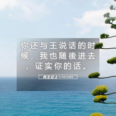 Picture 05 - 列 王 记 上 1:14 CUVS - 你 还 与 王 说 话 的 时 候 ， 我 也 - Bible Verse Picture