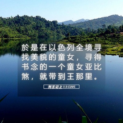 Picture 05 - 列 王 记 上 1:3 CUVS - 於 是 在 以 色 列 全 境 寻 找 美 貌 - Bible Verse Picture