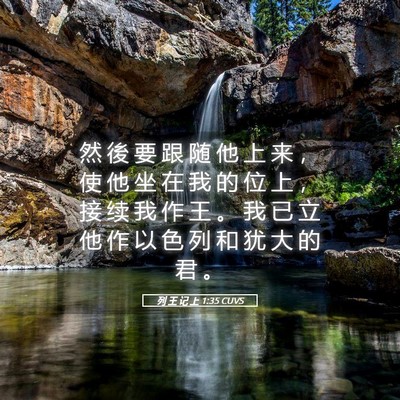 Picture 05 - 列 王 记 上 1:35 CUVS - 然 後 要 跟 随 他 上 来 ， 使 他 坐 - Bible Verse Picture