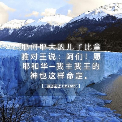 Picture 05 - 列 王 记 上 1:36 CUVS - 耶 何 耶 大 的 儿 子 比 拿 雅 对 王 - Bible Verse Picture