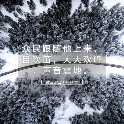 Picture 05 - 列 王 记 上 1:40 CUVS - 众 民 跟 随 他 上 来 ， 且 吹 笛 ， - Bible Verse Picture