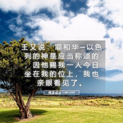 Picture 05 - 列 王 记 上 1:48 CUVS - 王 又 说 ： 耶 和 华 ─ 以 色 列 的 - Bible Verse Picture