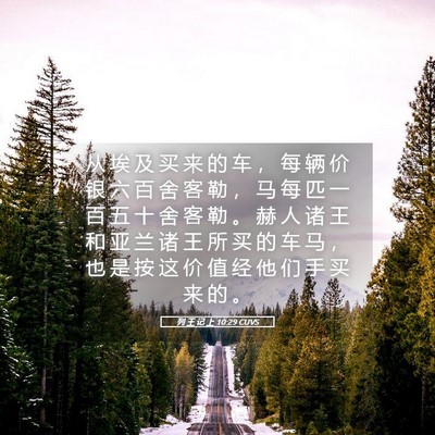 Picture 05 - 列 王 记 上 10:29 CUVS - 从 埃 及 买 来 的 车 ， 每 辆 价 银 - Bible Verse Picture
