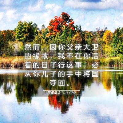 Picture 05 - 列 王 记 上 11:12 CUVS - 然 而 ， 因 你 父 亲 大 卫 的 缘 故 - Bible Verse Picture