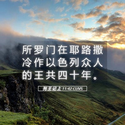 Picture 05 - 列 王 记 上 11:42 CUVS - 所 罗 门 在 耶 路 撒 冷 作 以 色 列 - Bible Verse Picture