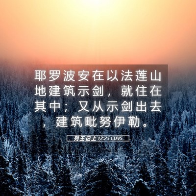 Picture 05 - 列 王 记 上 12:25 CUVS - 耶 罗 波 安 在 以 法 莲 山 地 建 筑 - Bible Verse Picture